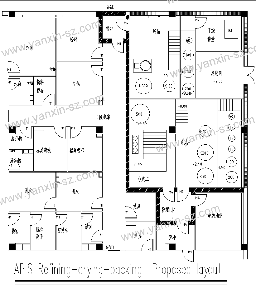 原料药精烘包车间工艺平面设计